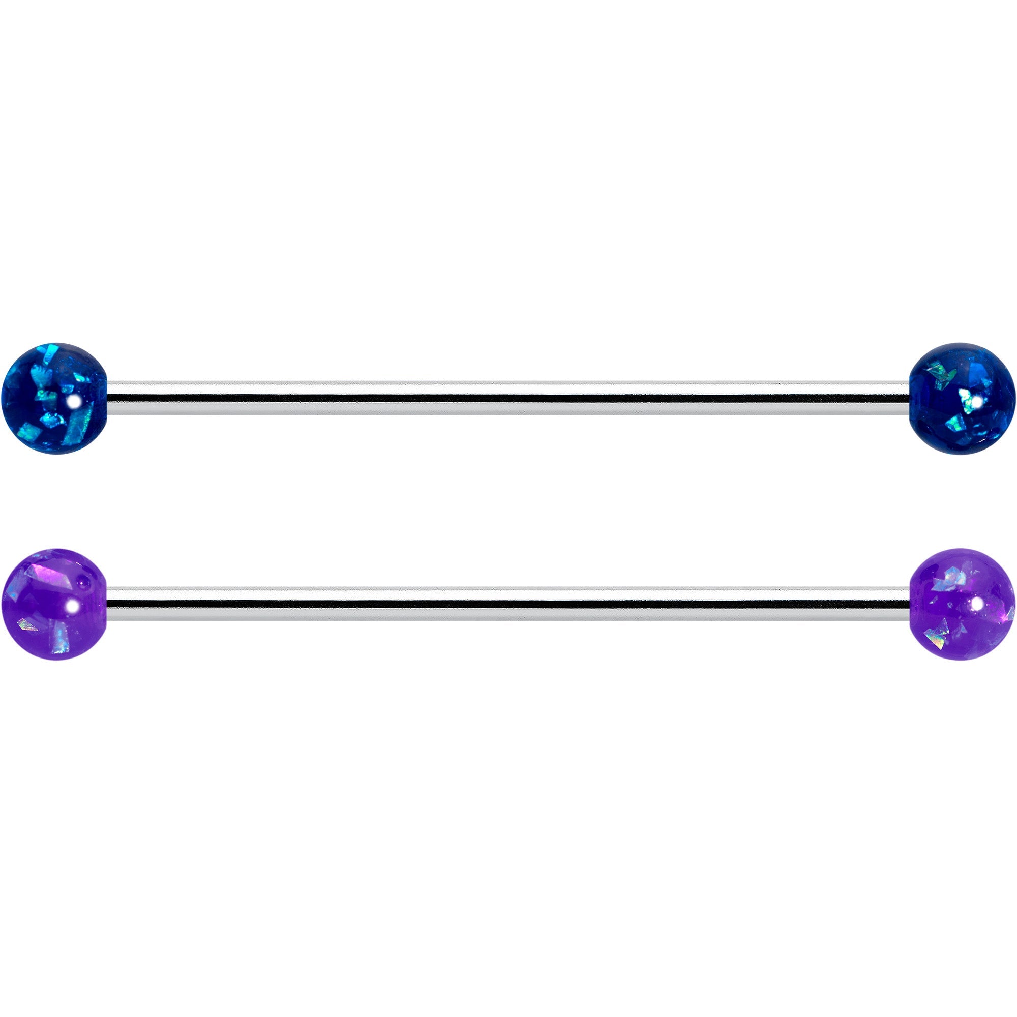 BodyCandy 14G Pink Blue Purple Faux Opal Pack Industrial Barbell Set of 4 — lifestyle context