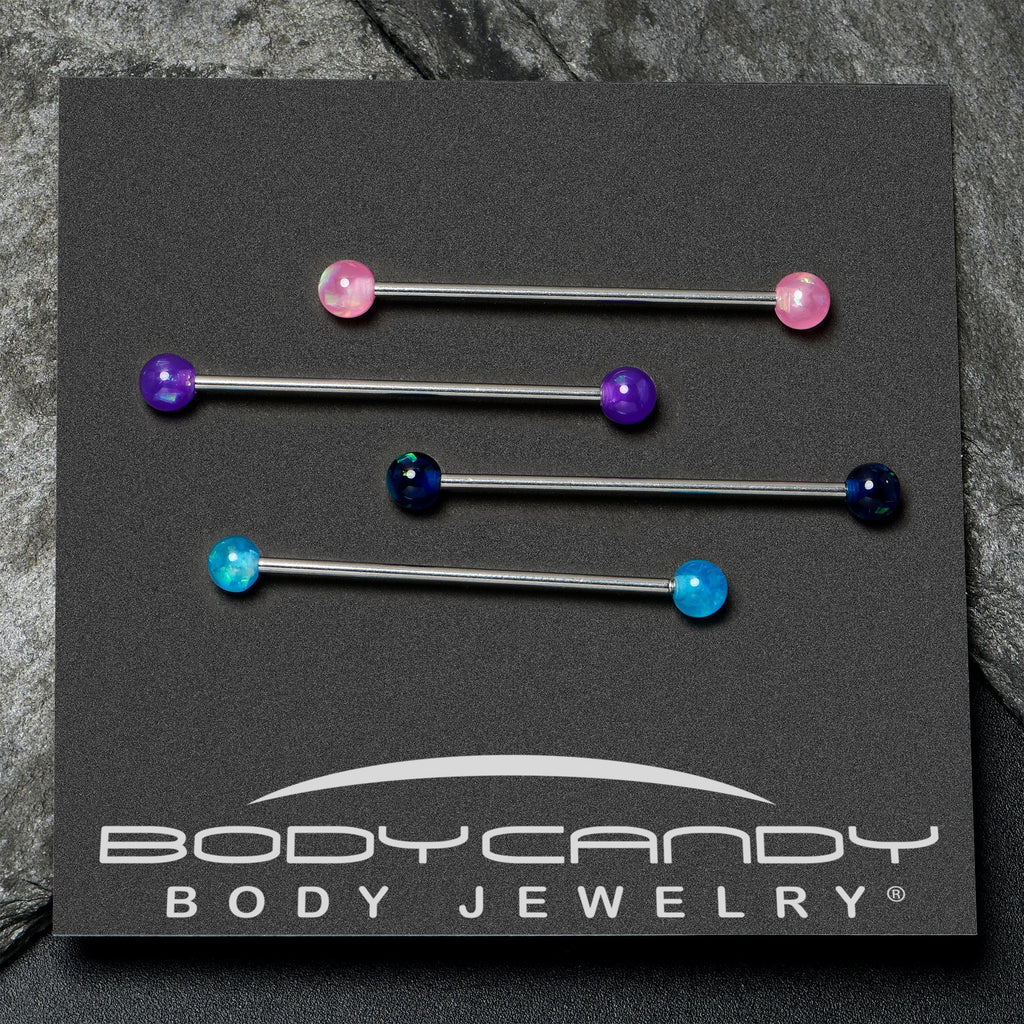 BodyCandy 14G Pink Blue Purple Faux Opal Pack Industrial Barbell Set of 4 — alternative angle