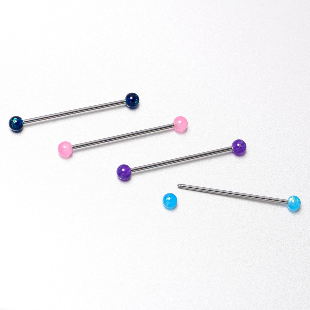 BodyCandy 14G Pink Blue Purple Faux Opal Pack Industrial Barbell Set of 4 — size reference