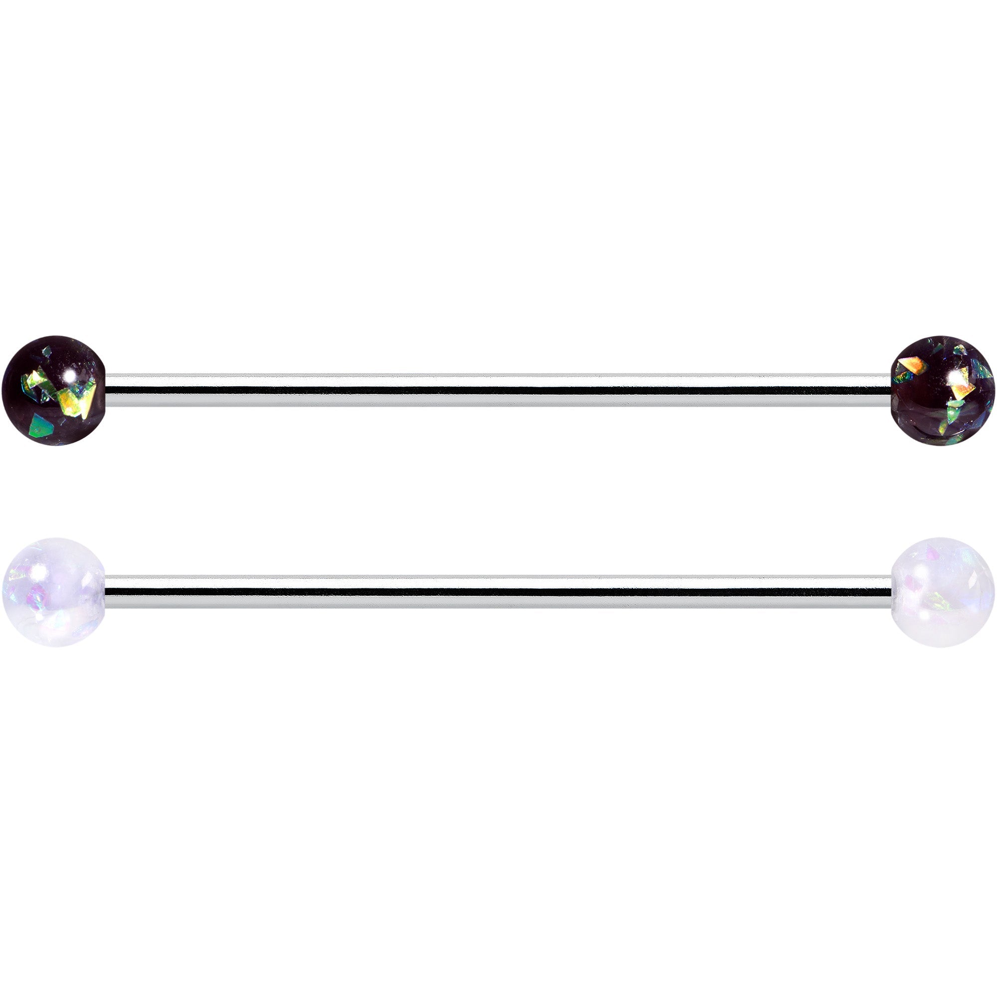 BodyCandy 14G Green Aurora Black Faux Opal Pack Industrial Barbell Set of 4 — lifestyle context