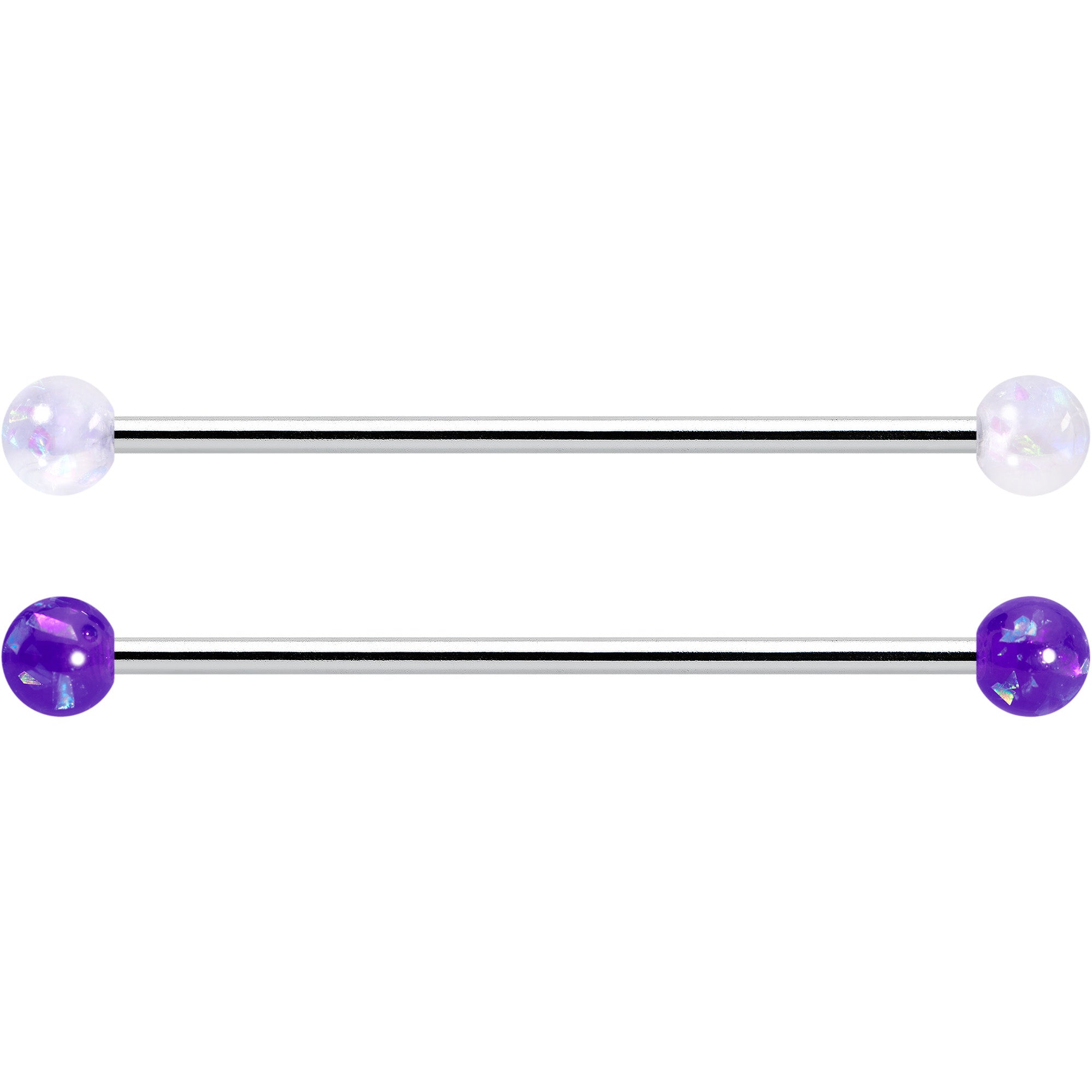 BodyCandy 14G Pink White Purple Faux Opal Pack Industrial Barbell Set of 4 — lifestyle context