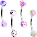 BodyCandy 16G 3/8 Splatter Pink Green Blue Curved Eyebrow Ring Set of 4 — main product shot