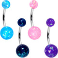 BodyCandy Blue Pink Purple Faux Opal Pack Belly Ring Set of 4 — main product shot
