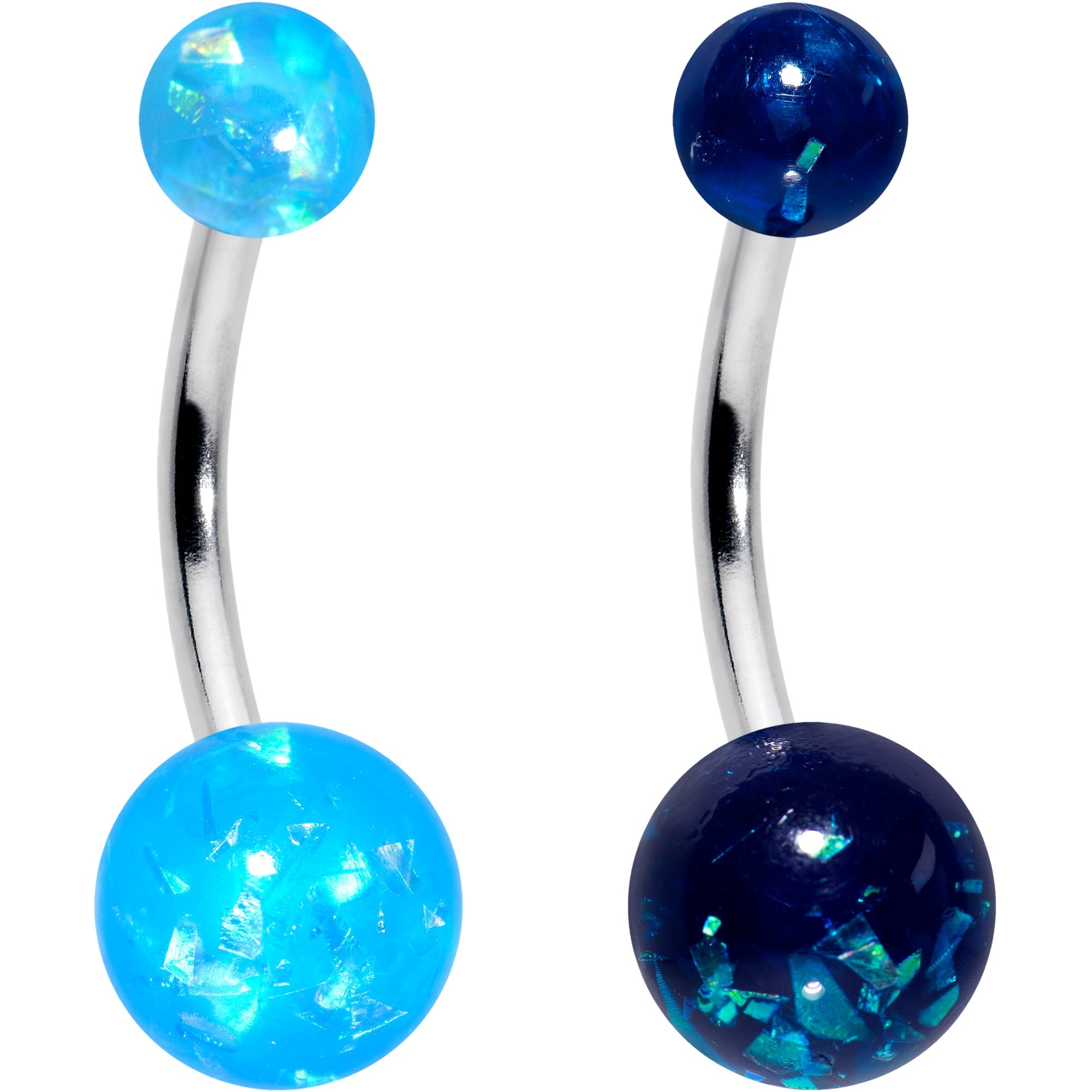 BodyCandy Blue Pink Purple Faux Opal Pack Belly Ring Set of 4 — detail close-up