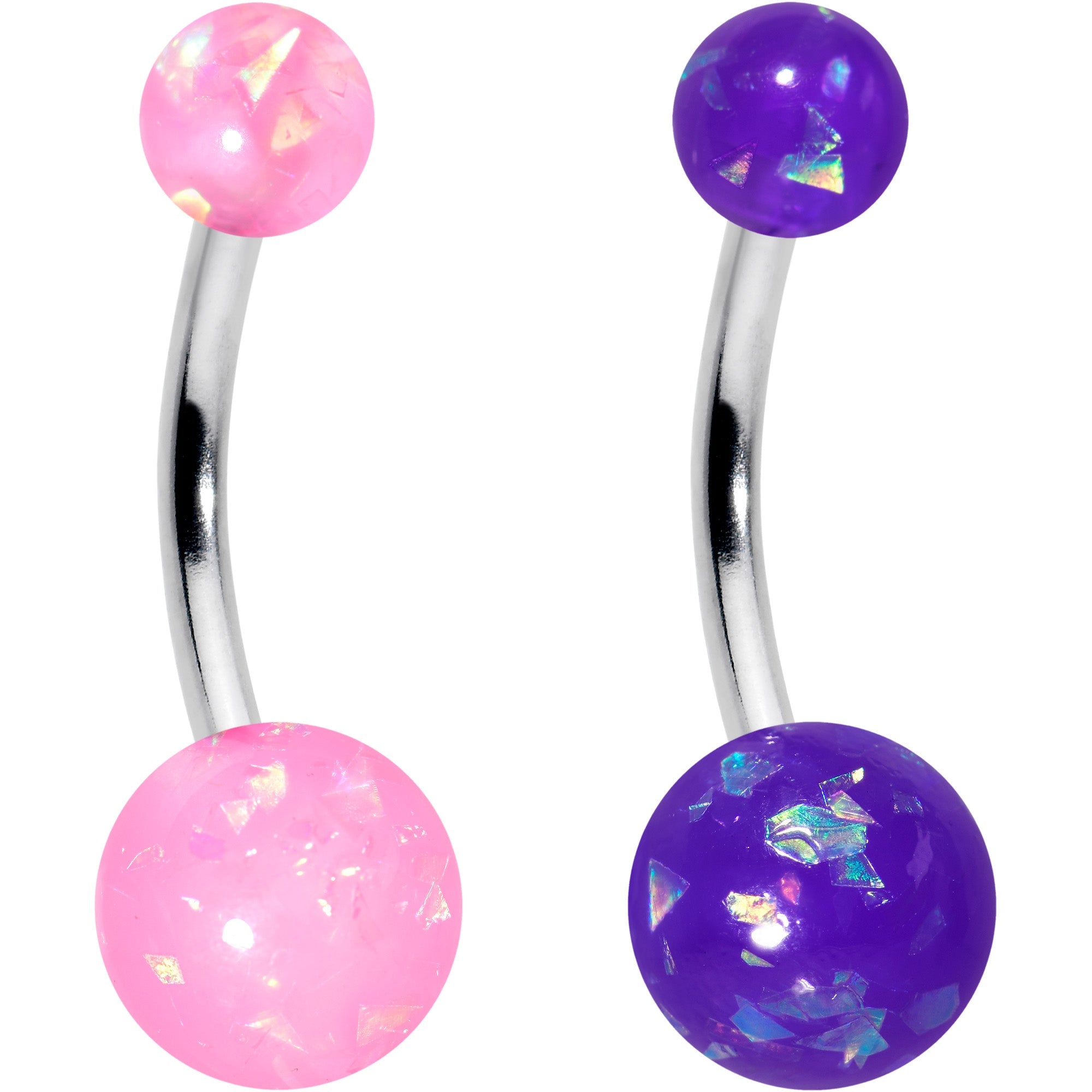 BodyCandy Blue Pink Purple Faux Opal Pack Belly Ring Set of 4 — lifestyle context