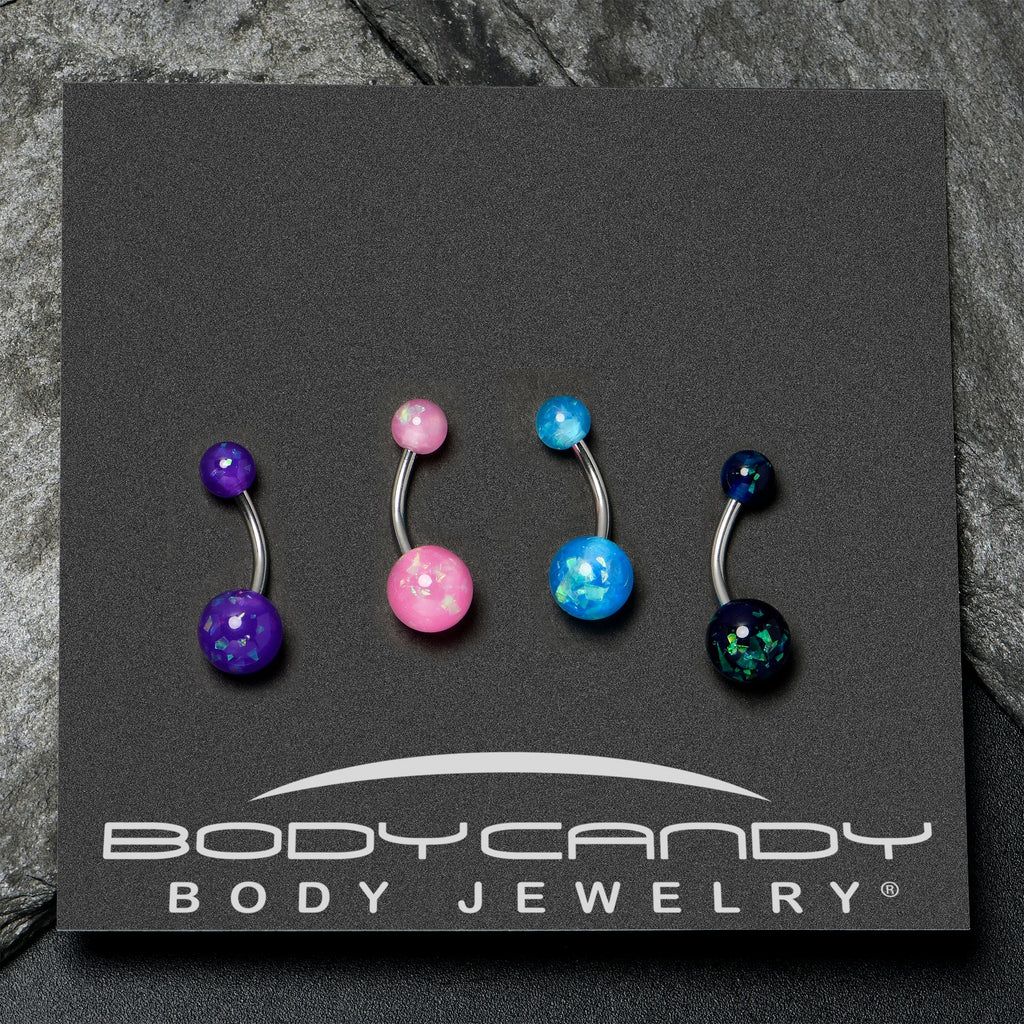 BodyCandy Blue Pink Purple Faux Opal Pack Belly Ring Set of 4 — alternative angle