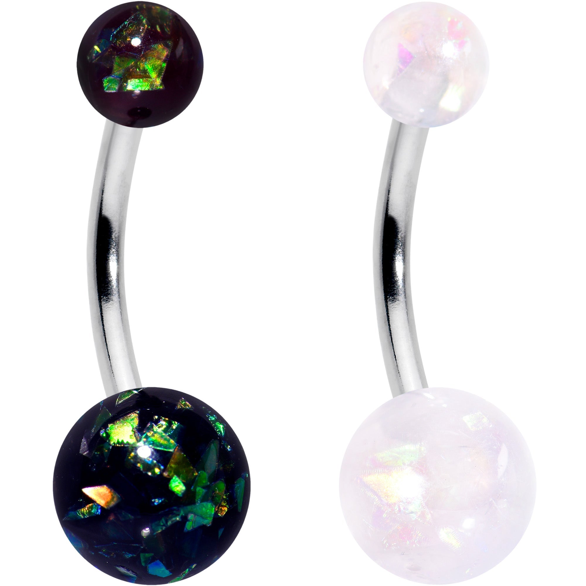 BodyCandy White Aurora Green Black Faux Opal Pack Belly Ring Set of 4 — lifestyle context