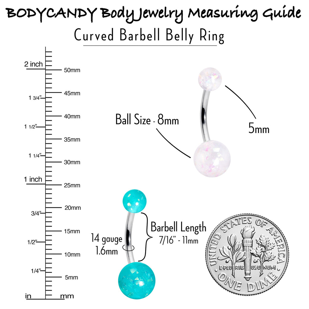 BodyCandy White Aurora Green Black Faux Opal Pack Belly Ring Set of 4 — back view