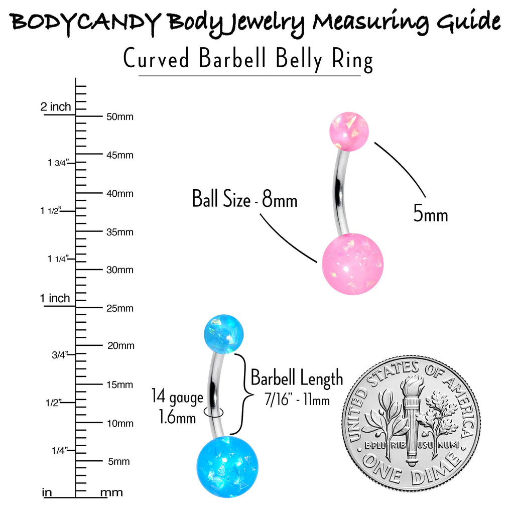 BodyCandy White Pink Purple Faux Opal Pack Belly Ring Set of 4 — back view