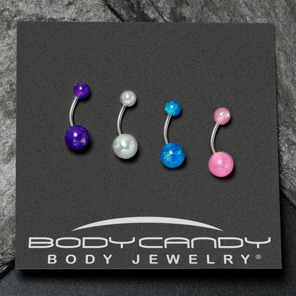 BodyCandy White Pink Purple Faux Opal Pack Belly Ring Set of 4 — alternative angle
