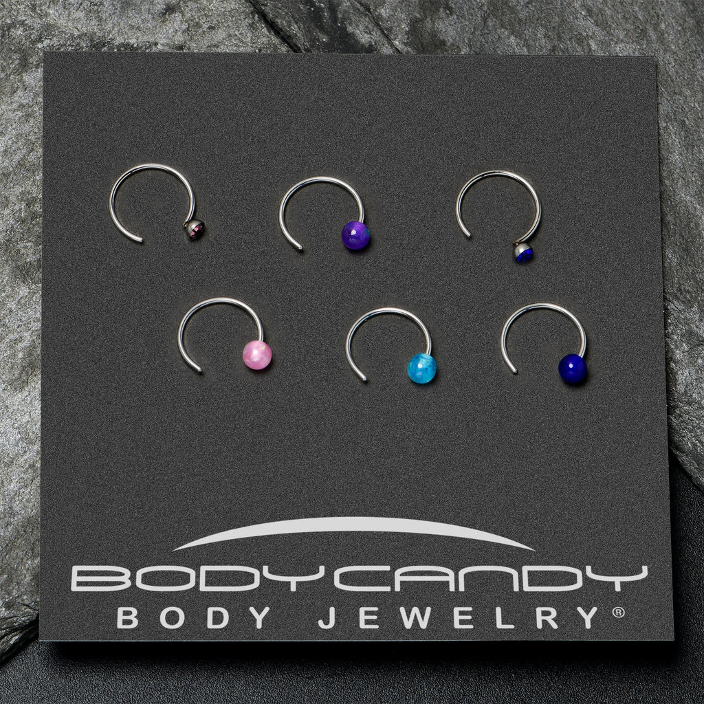BodyCandy 20G 5/16 Nose Hoop Gem Faux Opal Pack Classy Nose Ring Set of 6 — alternative angle