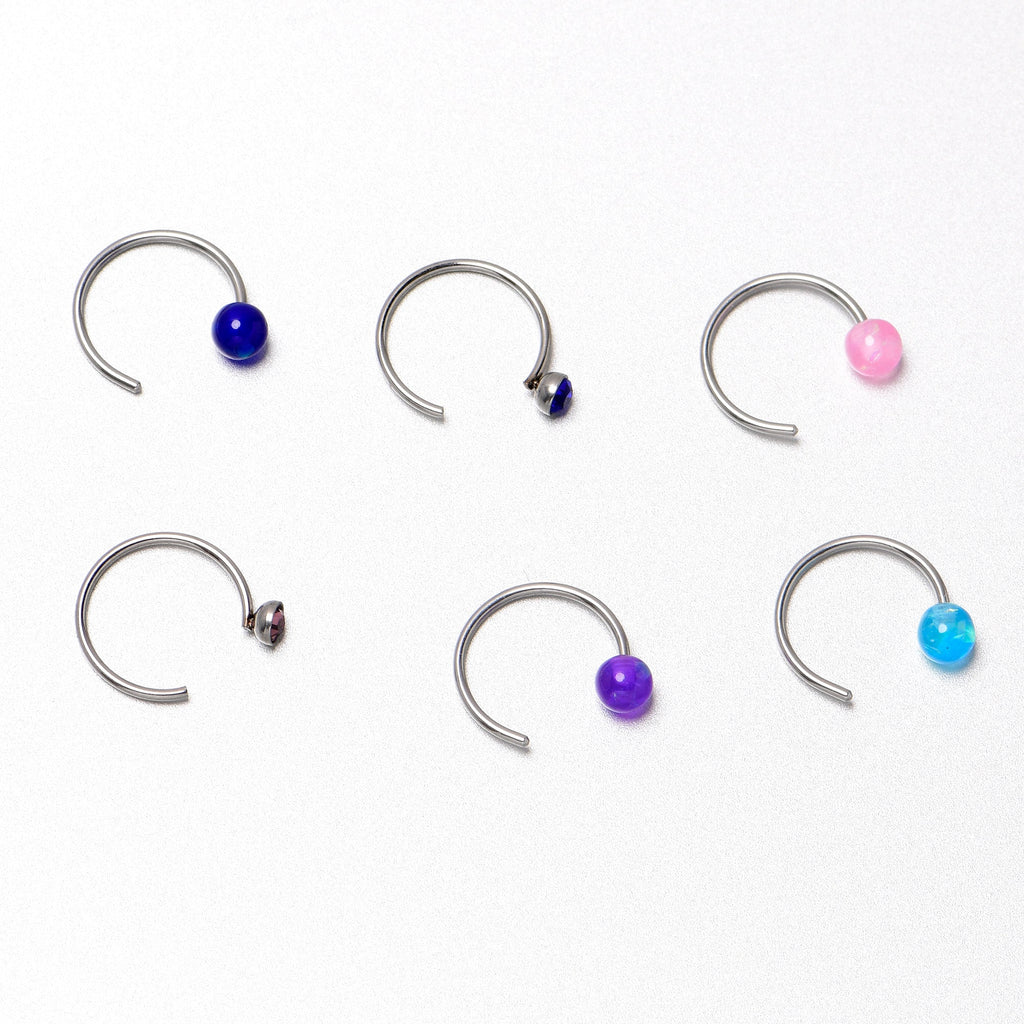 BodyCandy 20G 5/16 Nose Hoop Gem Faux Opal Pack Classy Nose Ring Set of 6 — in-use photo