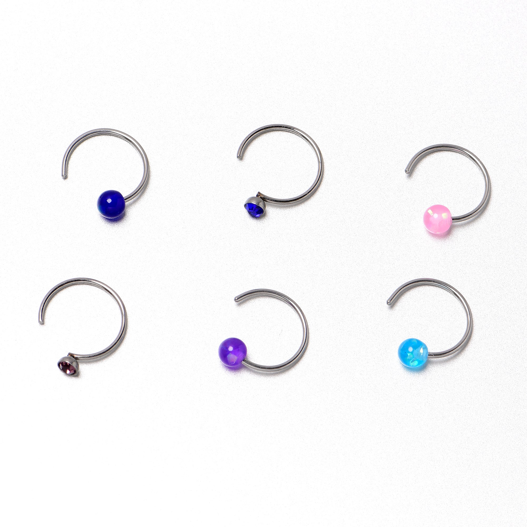 BodyCandy 20G 5/16 Nose Hoop Gem Faux Opal Pack Classy Nose Ring Set of 6 — size reference