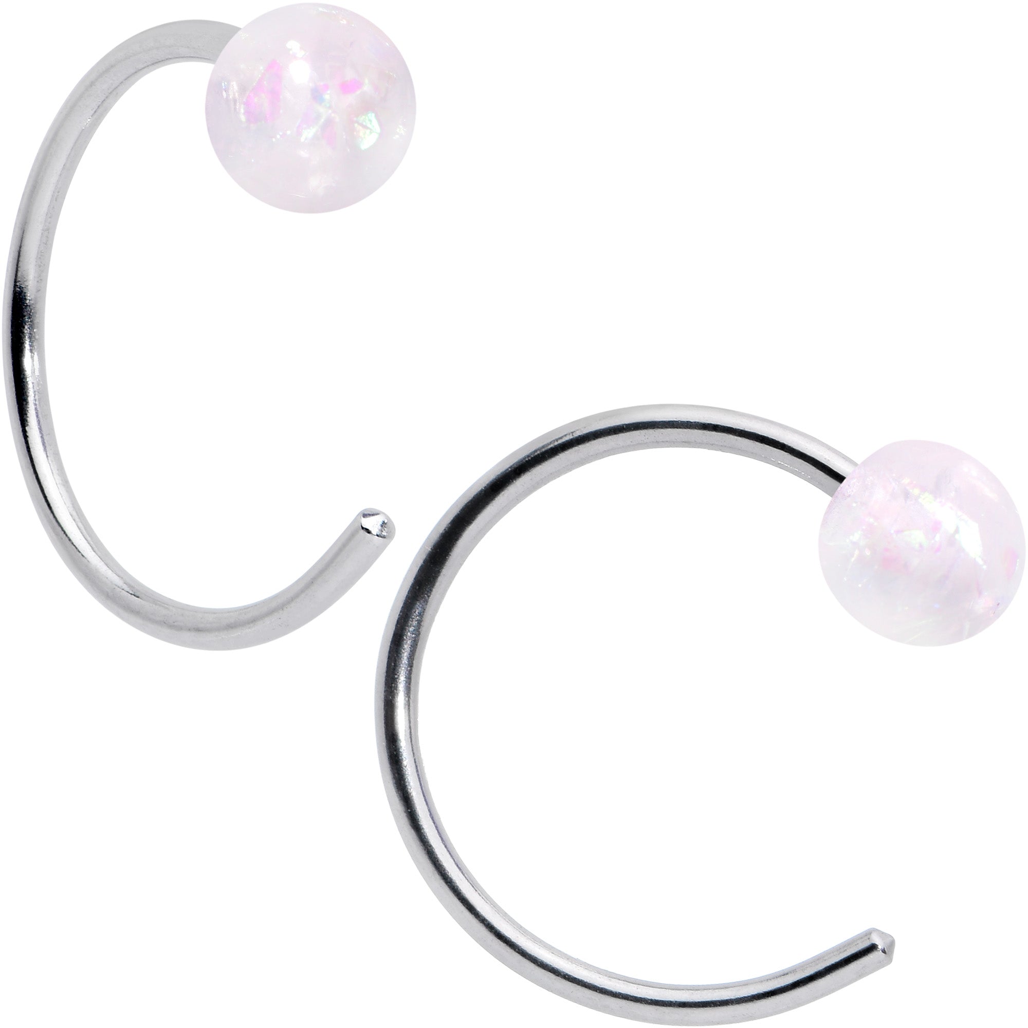 BodyCandy 20G 5/16 Nose Hoop Gem Faux Opal Pack Dynasty Nose Ring Set of 6 — detail close-up