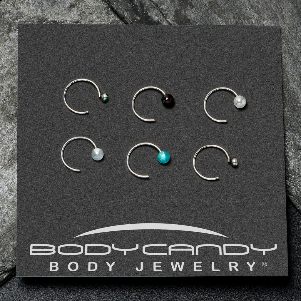 BodyCandy 20G 5/16 Nose Hoop Gem Faux Opal Pack Dynasty Nose Ring Set of 6 — alternative angle