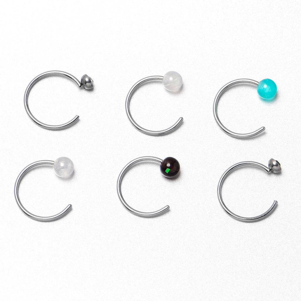 BodyCandy 20G 5/16 Nose Hoop Gem Faux Opal Pack Dynasty Nose Ring Set of 6 — in-use photo