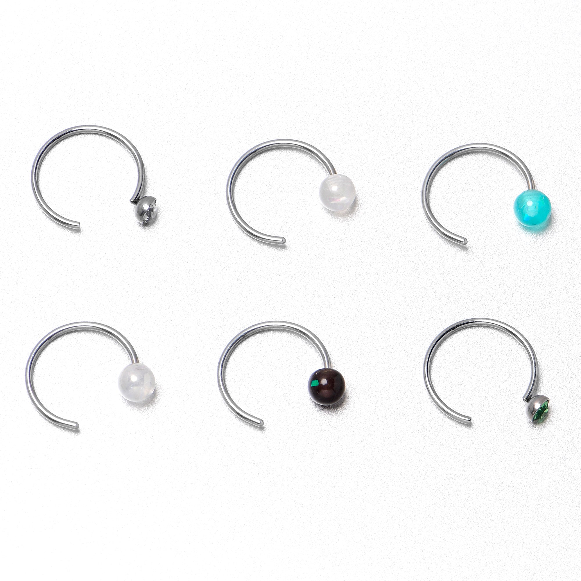 BodyCandy 20G 5/16 Nose Hoop Gem Faux Opal Pack Dynasty Nose Ring Set of 6 — size reference