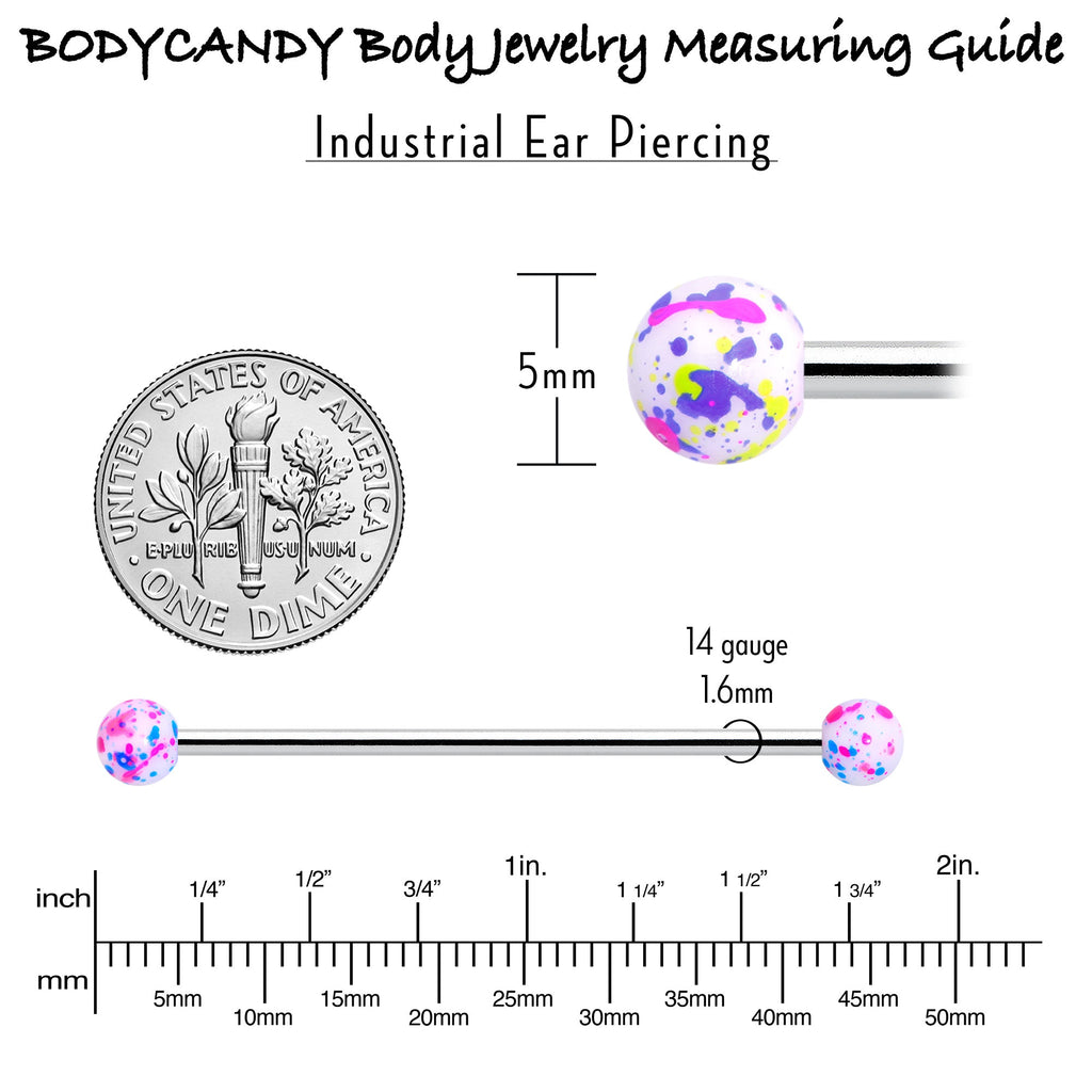 BodyCandy 14G Splatter Pink White Purple Industrial Barbell 38mm Set of 4 — alternative angle