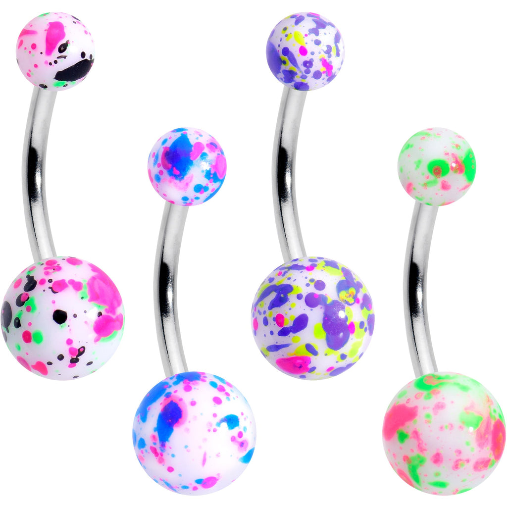 BodyCandy Splatter Pink Blue Purple Green Belly Ring Set of 4 — main product shot