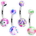 BodyCandy Splatter Pink Blue Purple Green Belly Ring Set of 4 — main product shot