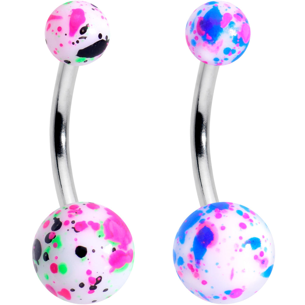BodyCandy Splatter Pink Blue Purple Green Belly Ring Set of 4 — lifestyle context