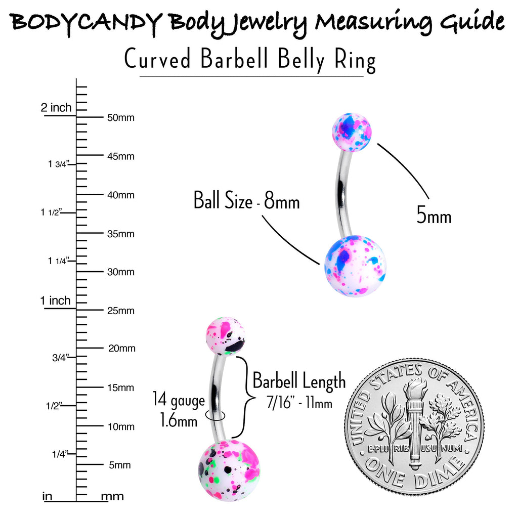 BodyCandy Splatter Pink Blue Purple Green Belly Ring Set of 4 — alternative angle