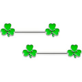BodyCandy 14G 9/16 Kawaii Smile Shamrock St Patricks Barbell Nipple Ring Set — main product shot