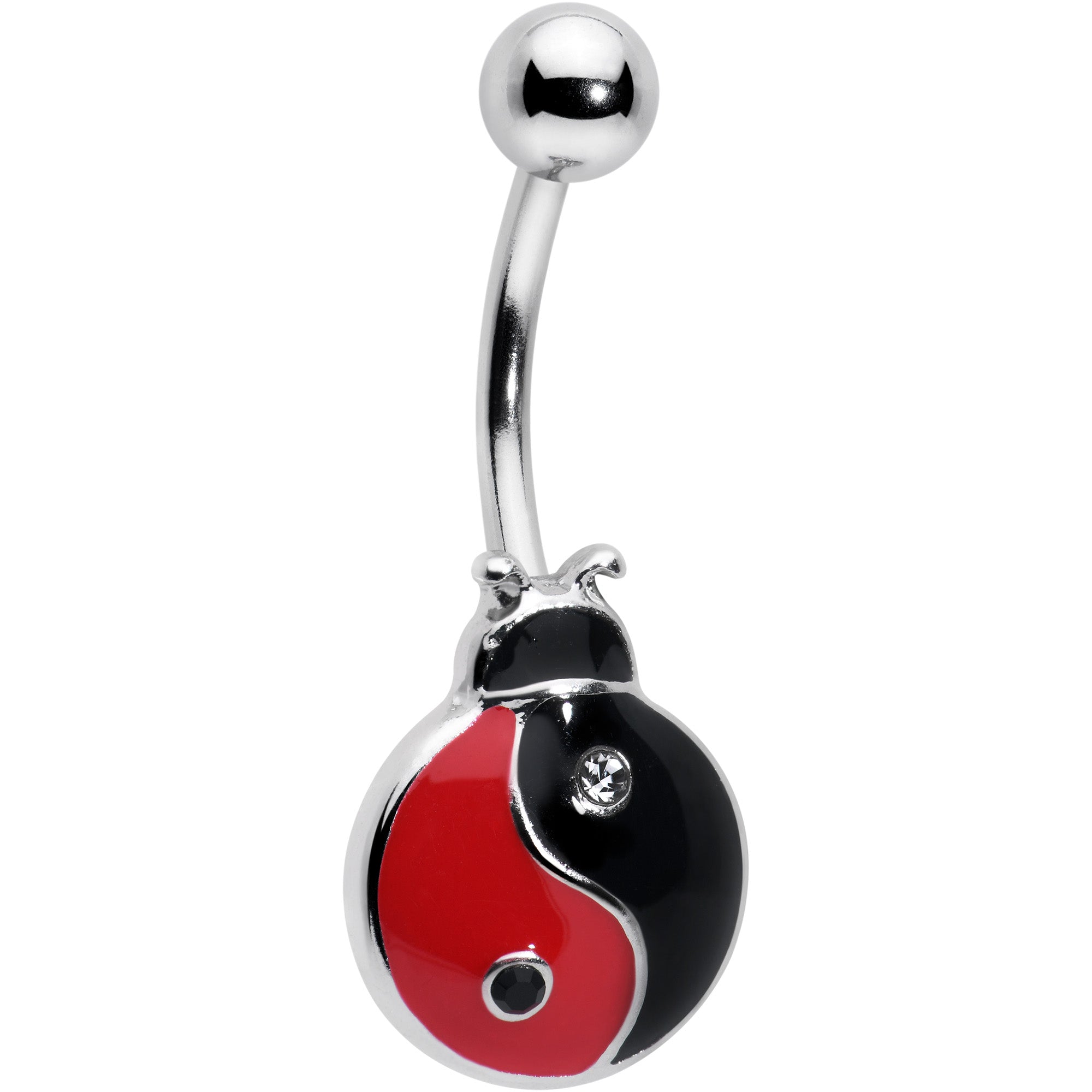 BodyCandy Clear Gem Ladybug Yin Yang Belly Ring — main product shot