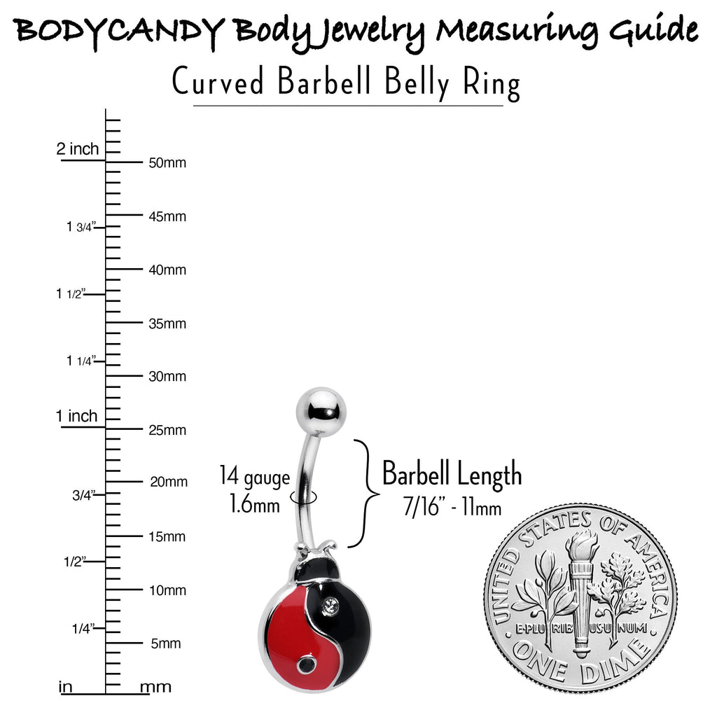 BodyCandy Clear Gem Ladybug Yin Yang Belly Ring — back view