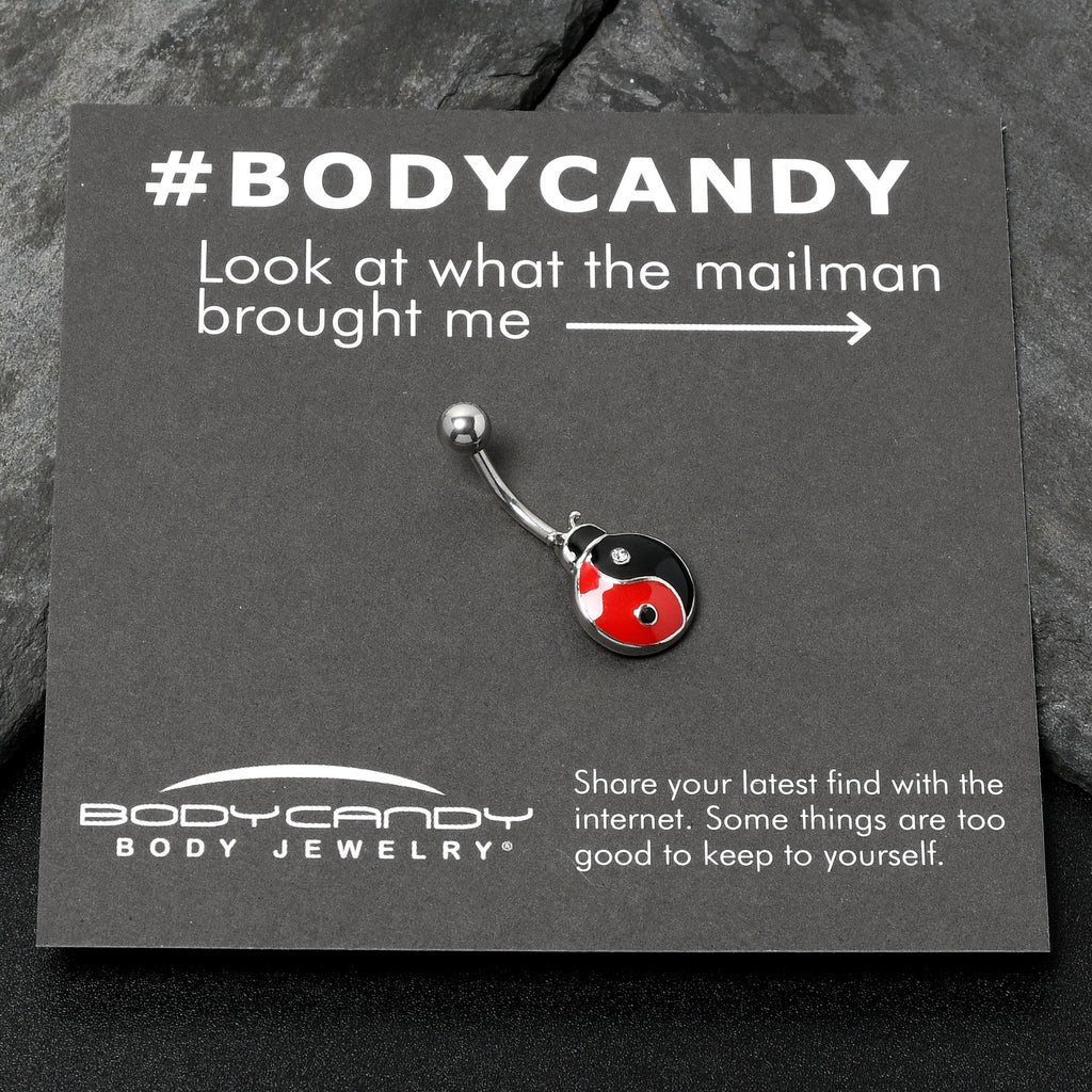 BodyCandy Clear Gem Ladybug Yin Yang Belly Ring — alternative angle