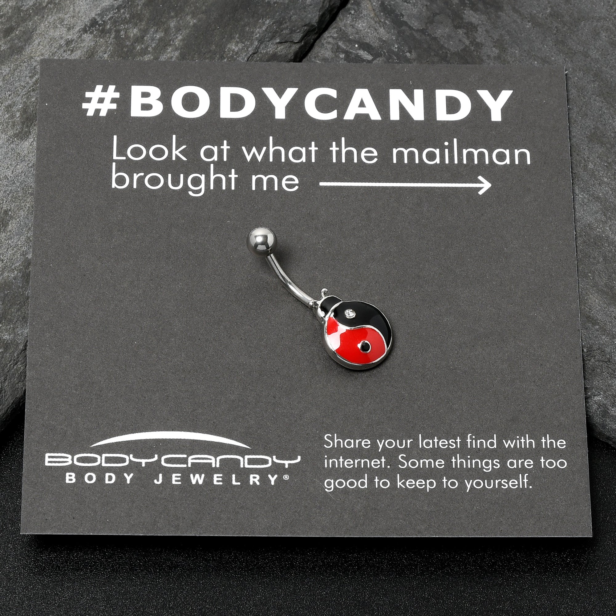 BodyCandy Clear Gem Ladybug Yin Yang Belly Ring — alternative angle