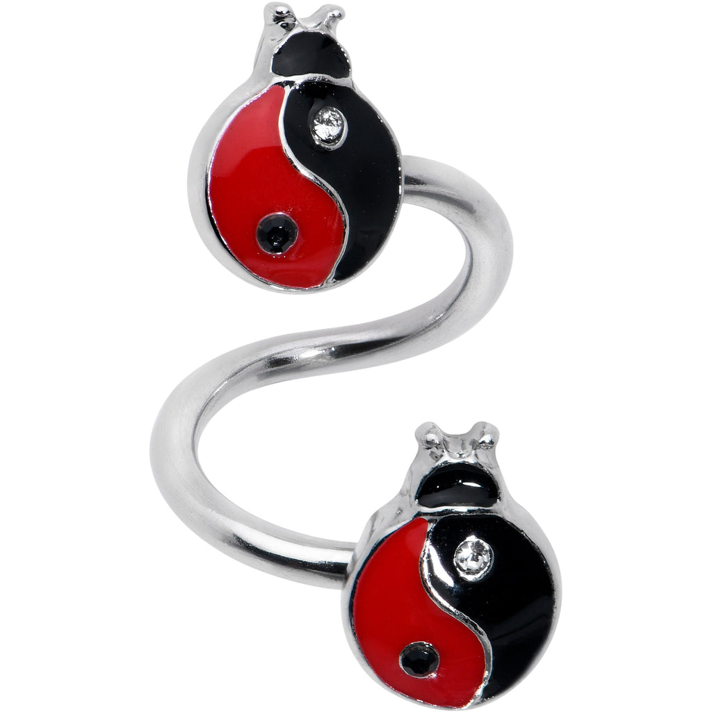 BodyCandy Clear Gem Ladybug Yin Yang Spiral Twister Belly Ring — main product shot