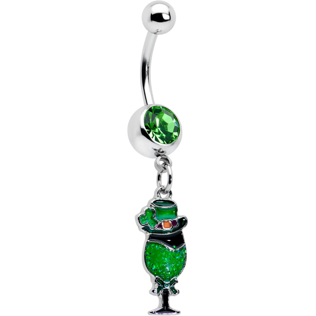 BodyCandy Green Gem Fancy Leprechaun St Patricks Dangle Belly Ring — main product shot
