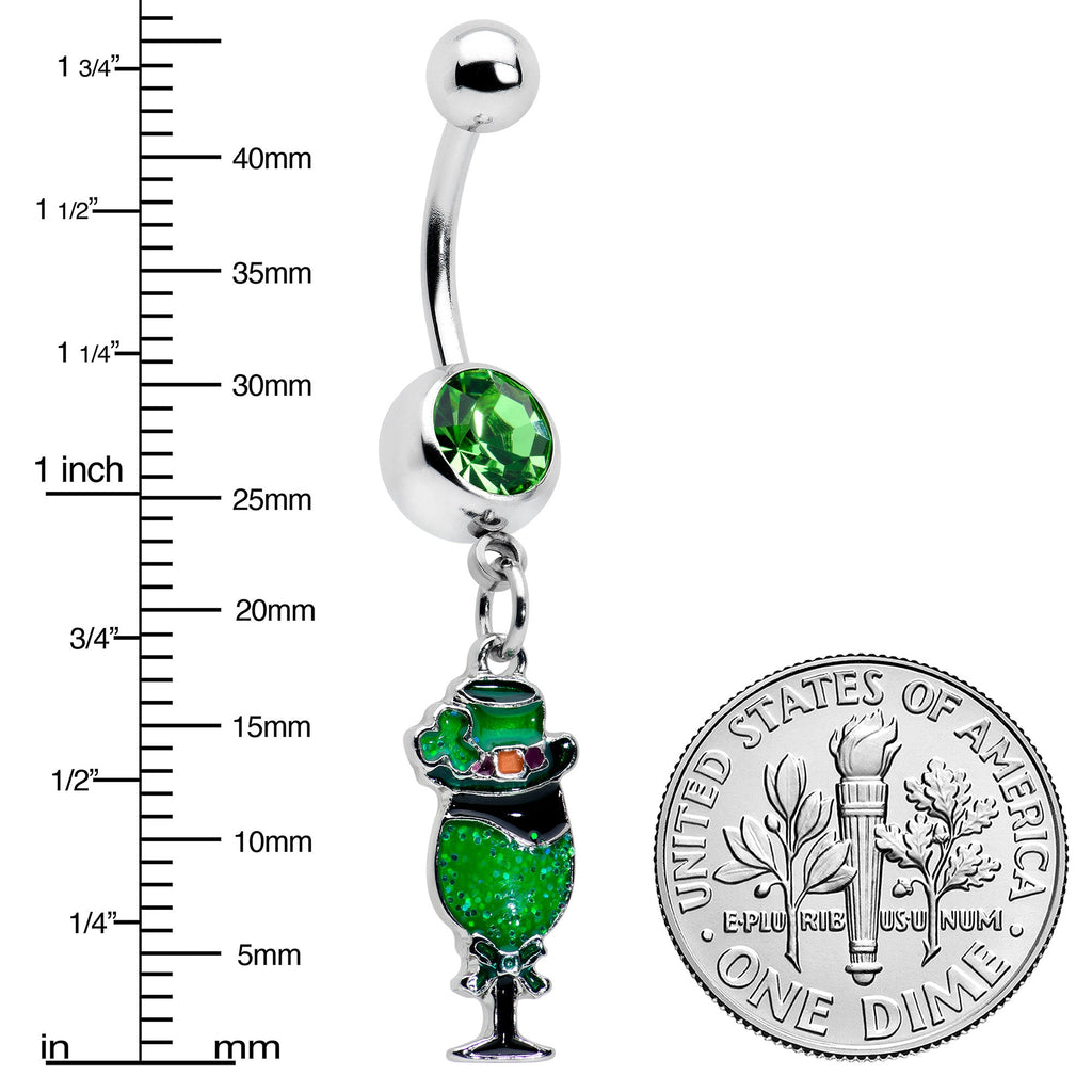 BodyCandy Green Gem Fancy Leprechaun St Patricks Dangle Belly Ring — lifestyle context