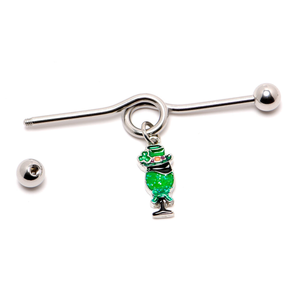 BodyCandy 14G Fancy Leprechaun St Patricks Dangle Project Bar 38mm — alternative angle