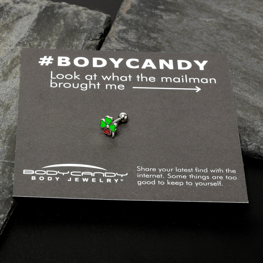 BodyCandy 16G 1/4 Ladybug Shamrock St Patricks Cartilage Tragus Earring — size reference