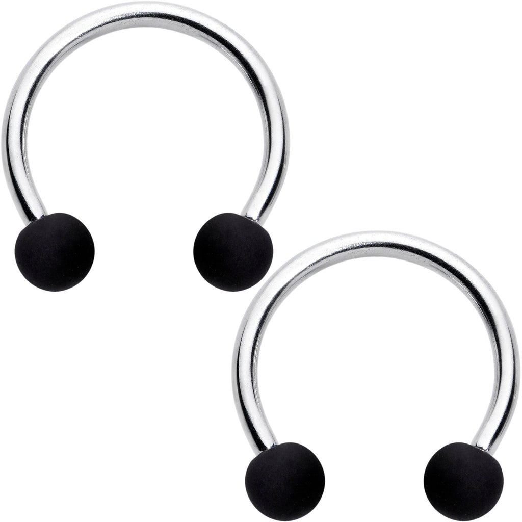 BodyCandy 16G 3/8 Matte Black White Grey Horseshoe Circular Barbell Set of 6 — lifestyle context