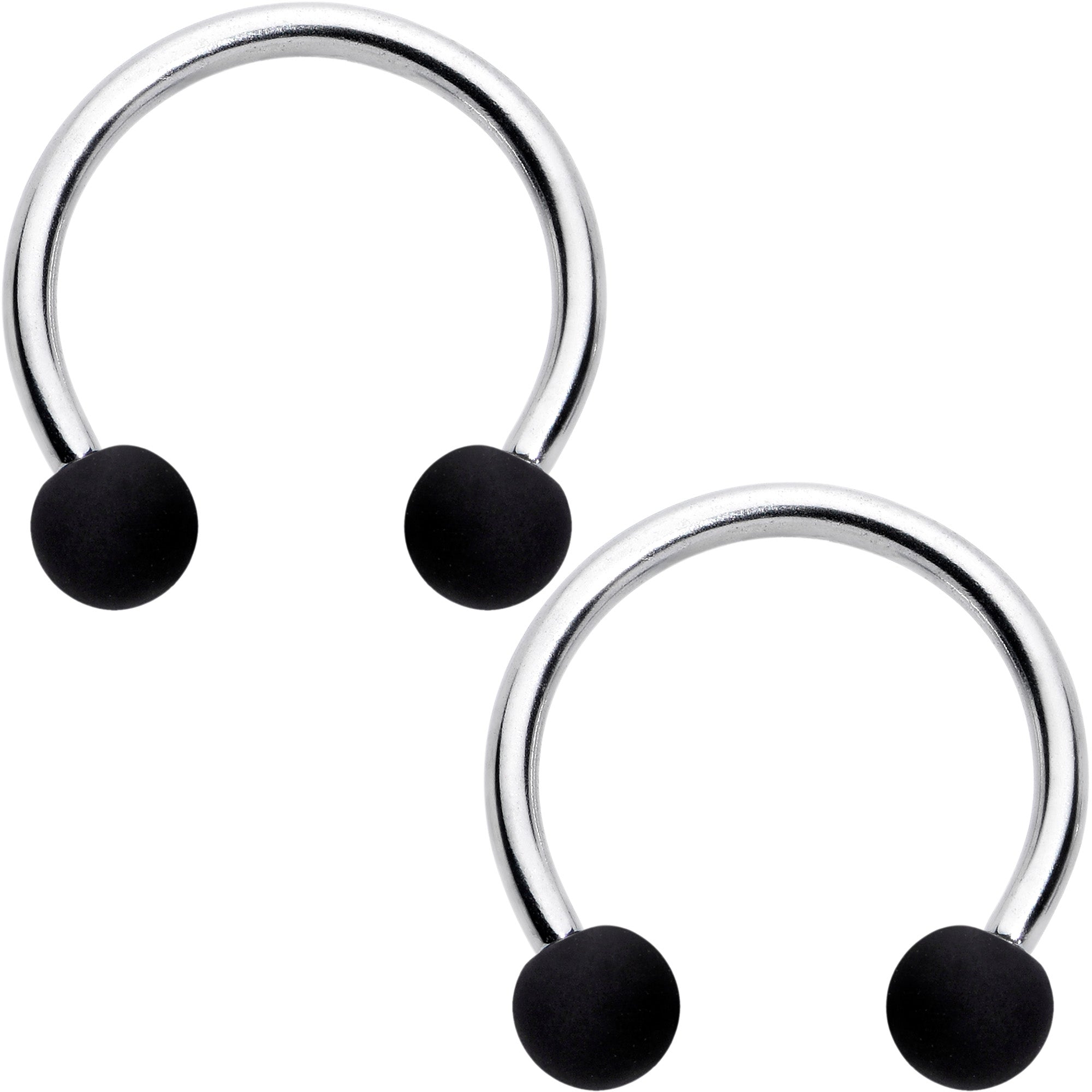 BodyCandy 16G 3/8 Matte Black White Grey Horseshoe Circular Barbell Set of 6 — lifestyle context