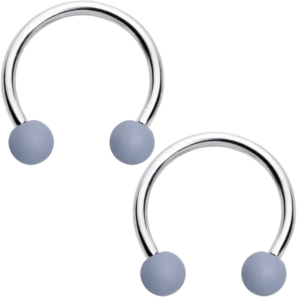 BodyCandy 16G 3/8 Matte Black White Grey Horseshoe Circular Barbell Set of 6 — side view