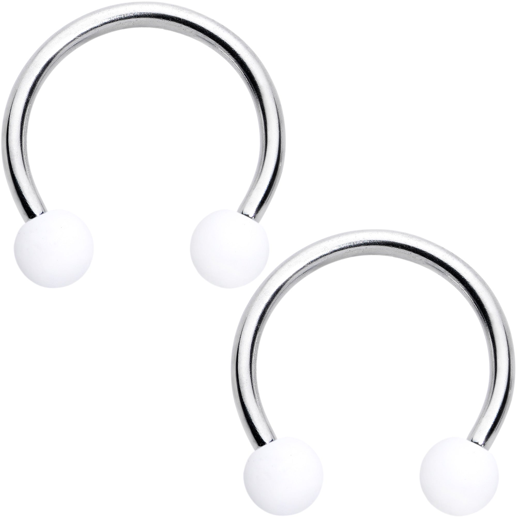 BodyCandy 16G 3/8 Matte Black White Grey Horseshoe Circular Barbell Set of 6 — back view