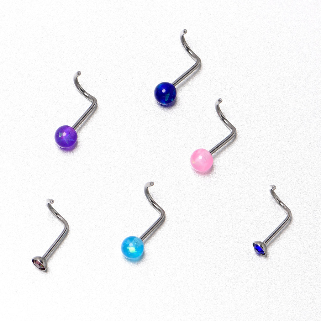 BodyCandy 20G Nose Screw Gem Faux Opal Pack Classy Nose Ring Set of 6 — size reference