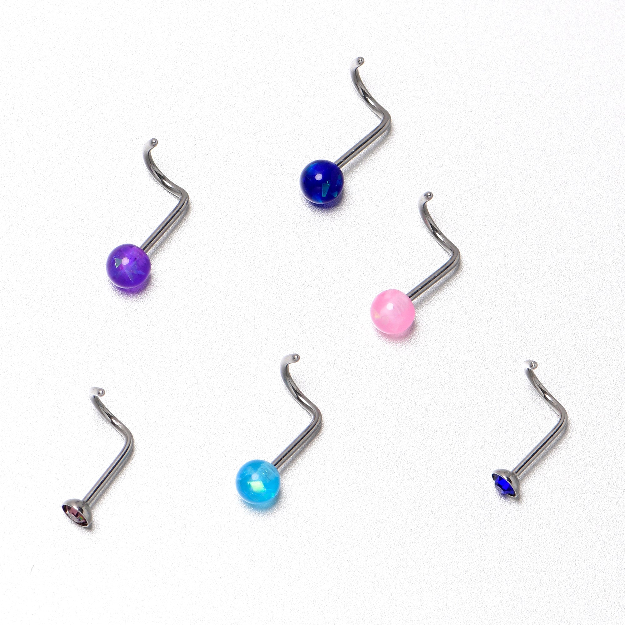 BodyCandy 20G Nose Screw Gem Faux Opal Pack Classy Nose Ring Set of 6 — size reference
