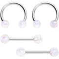 BodyCandy 14G 9/16 White Faux Opal Horseshoe Barbell Nipple Ring Set of 4 — main product shot