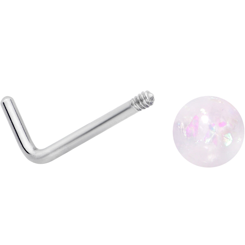 BodyCandy 20G 1/4 Pink Gem Purple Pink Faux Opal Pack L Shape Nose Ring Set of 6 — lifestyle context