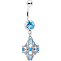 BodyCandy Blue CZ Gem Opulent Cross Dangle Belly Ring — main product shot