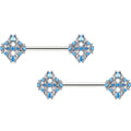 BodyCandy 14G 9/16 Blue CZ Gem Opulent Cross Barbell Nipple Ring Set — main product shot