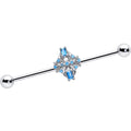 BodyCandy 14G Blue CZ Gem Opulent Cross Industrial Barbell 38mm — main product shot