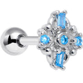 BodyCandy 16G 1/4 Blue CZ Gem Opulent Cross Cartilage Tragus Earring — main product shot