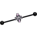 BodyCandy 14G Pink Gem Black Opulent Cross Industrial Barbell 38mm — main product shot