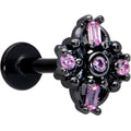 BodyCandy 16G 5/16 Pink Gem Black Opulent Cross Labret Monroe Tragus — main product shot